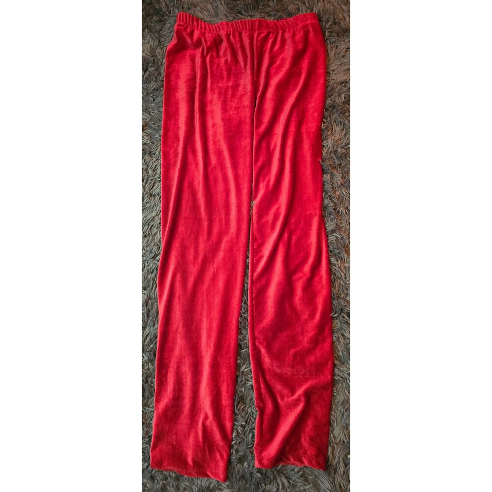 #233 Brand New Without Tags Women's Red Sweet Adelyn Velour Ribbed Pants Size L